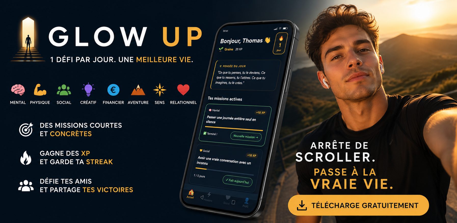GlowUP — Un défi par jour. Une meilleure vie.